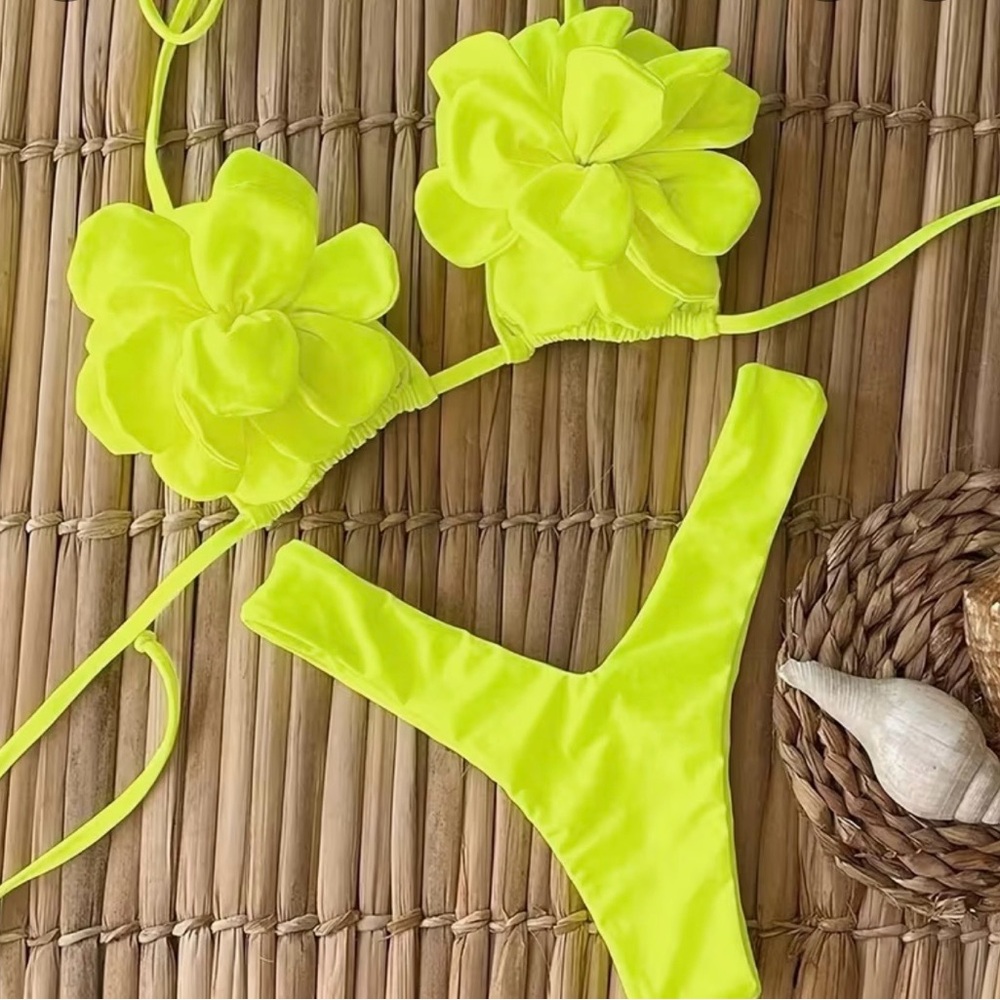 Floral Neon Yellow Bikini Set